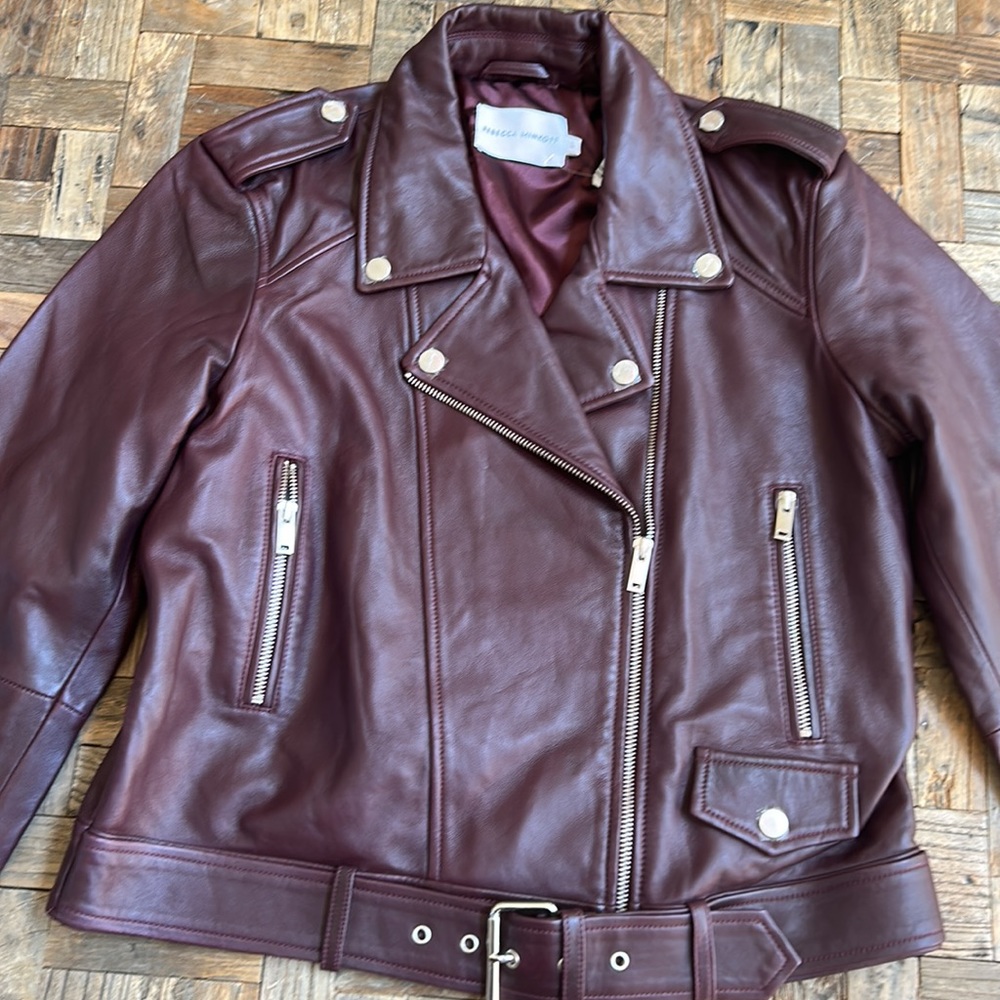 Rebecca Minkoff Burgundy Leather Moto Jacket - Picture 4 of 15
